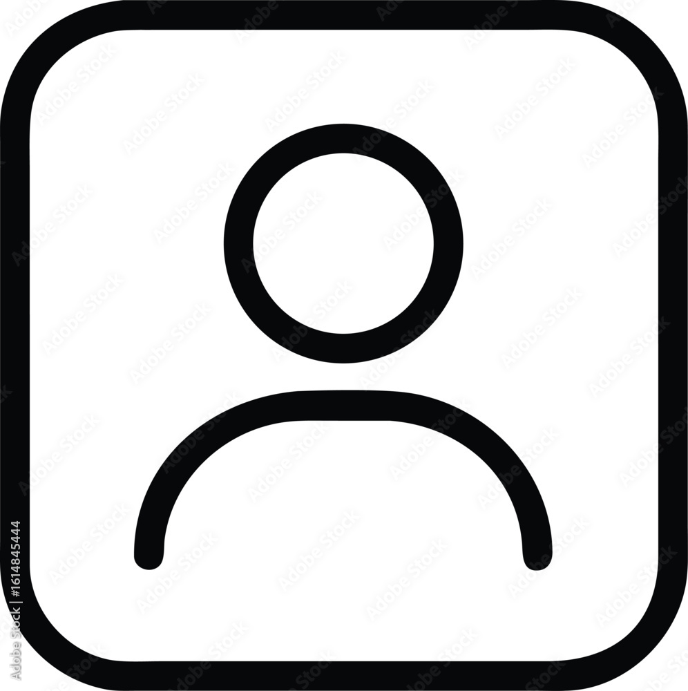 Poster person icon in rounded square frame user profile