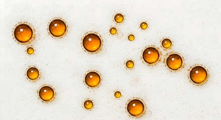 Close-up of dark beer froth with lively bubbles and a smooth creamy head. A refined banner template ideal for Oktoberfest, Beer Day, and fresh drink campaigns, with plenty of room for space for text.