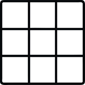 Black outline of a 3x3 grid on a white background matrix