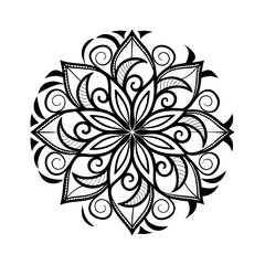 Circular pattern in the form of a mandala. Henna tatoo mandala. Mehndi style. Decorative pattern in oriental style. Coloring book page.