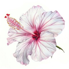 White and pink hibiscus blossom flower anther.