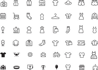 Fashion and Sewing Icon Set Collection of Garments and Accessories for Tailoring Design and Clothing Creation