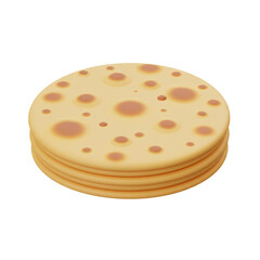 A stack of golden pancakes with textured surfaces and varying sized brown spots, perfect for a delicious breakfast treat.