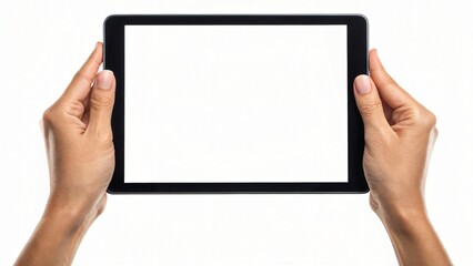 Hands holding tablet device technology