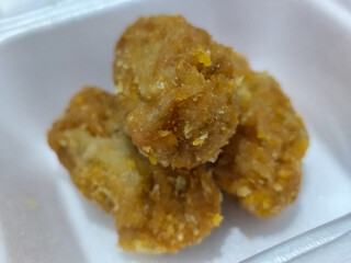 Udang keju or cheese prawns. Food menu at the Mie Gacoan restaurant, which has a crispy texture and a strong taste.	
