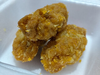 Udang keju or cheese prawns. Food menu at the Mie Gacoan restaurant, which has a crispy texture and a strong taste.	
