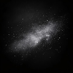 Abstract White Dust or Powder Explosion on Black Background with Sparkling Light Particles
