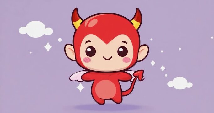 Cute devil cartoon character illustration