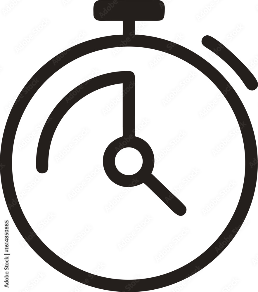 Poster stopwatch icon with hands and dial timer clock
