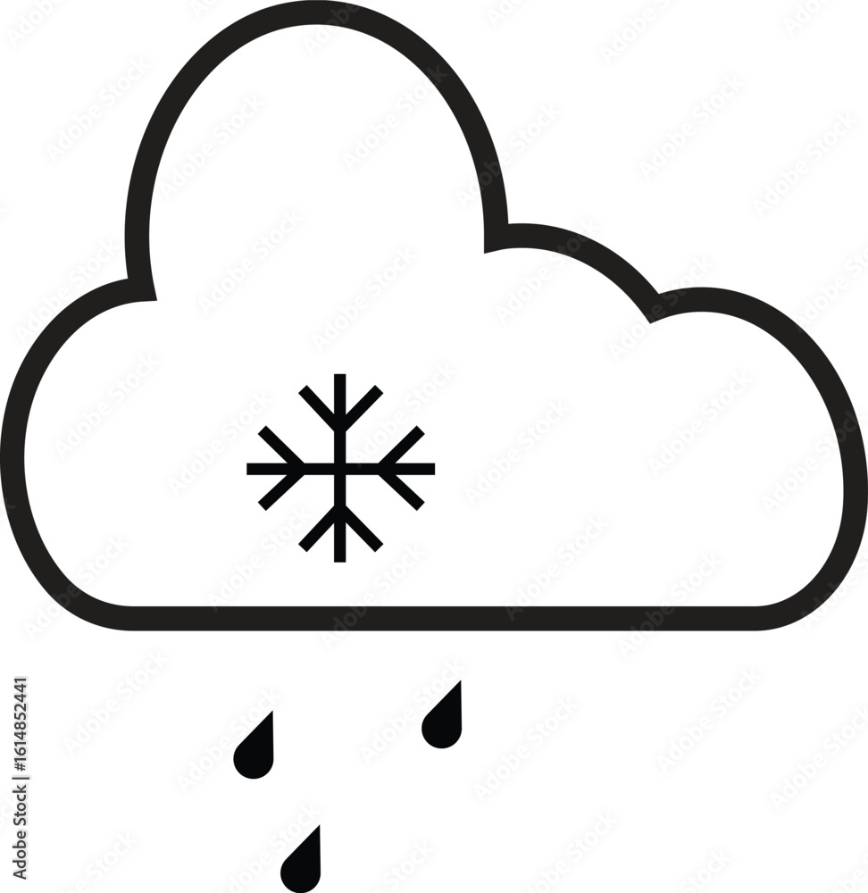 Aufkleber cloud with small snowflake icon representing light snowfall or chilly weather symbol with transparen