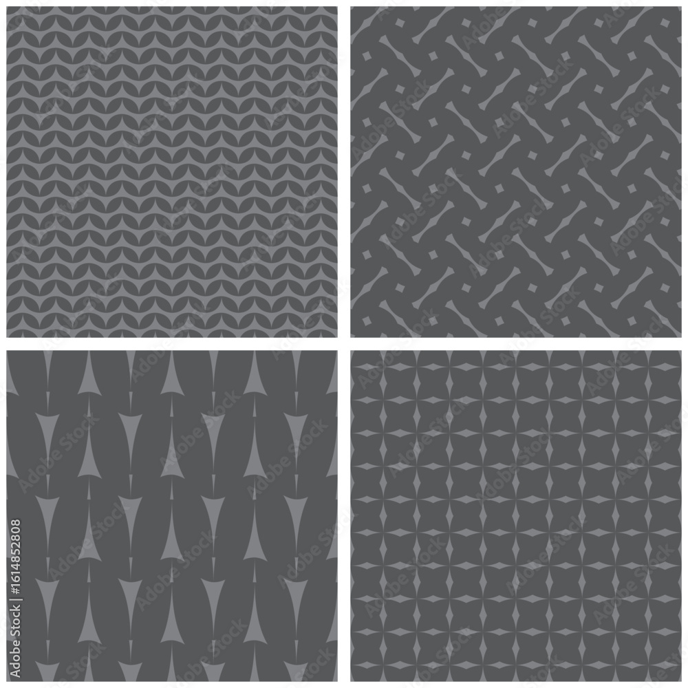 Poster tile vector pattern set with print on grey background
