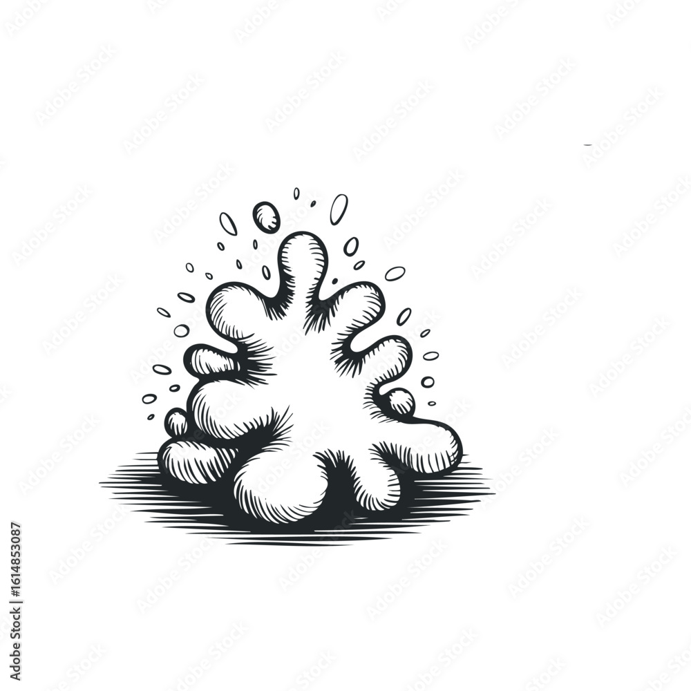 Canvas Prints hand drawn style blot with hatching and rounded drips isolated on white. hand drawn vector illustrat