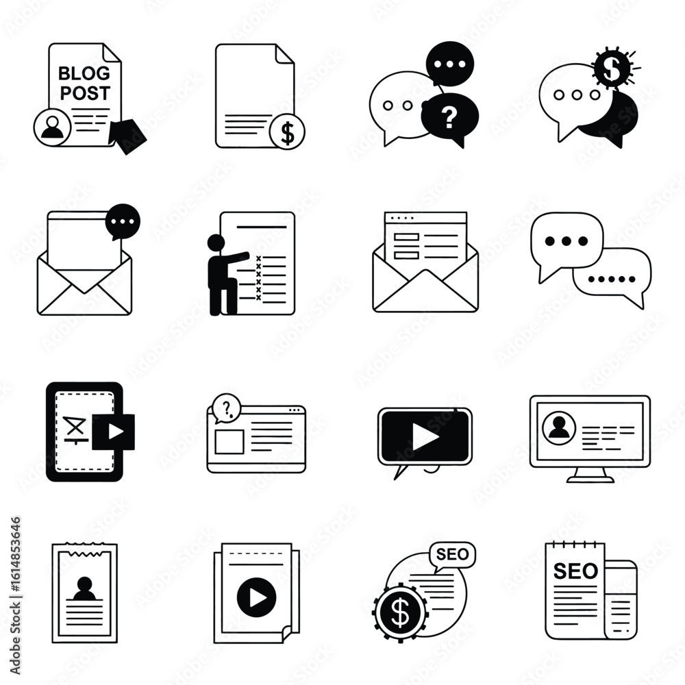 Fototapete blog post document chat message email envelope computer screen vector