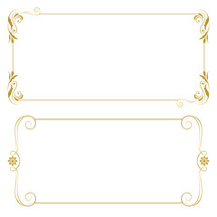 Vector frame for design template. Golden floral borders. Ornate decor for save the date, birthday, greeting card, wedding invitation, leaflet, poster, certificate, thank you message.