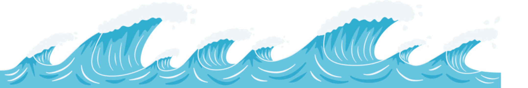 Ocean waves cartoon vector illustration