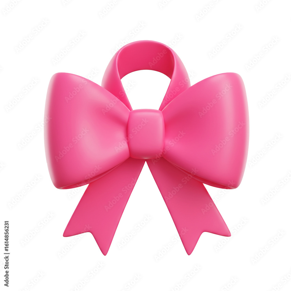 Aufkleber a vibrant three-dimensional pink bow rendered with smooth gradients and soft shadows perfect for cel