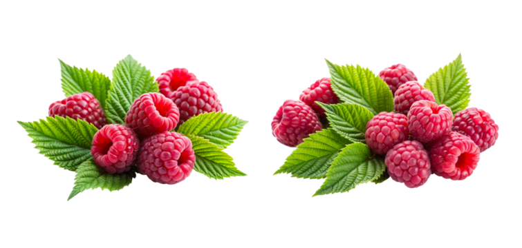 raspberries on a white background