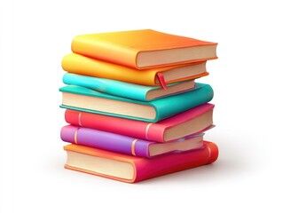 A stack of colorful books, digitally rendered, with a slight shadow