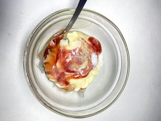 Glass Bowl Sauce Mixture, Top View Photo