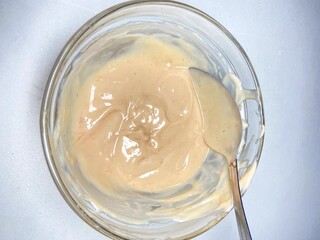 Creamy Swirl Food Texture Glass Bowl Spoon