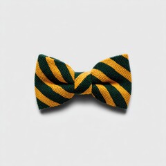 Dark-green bow tie with diagonal yellow stripes