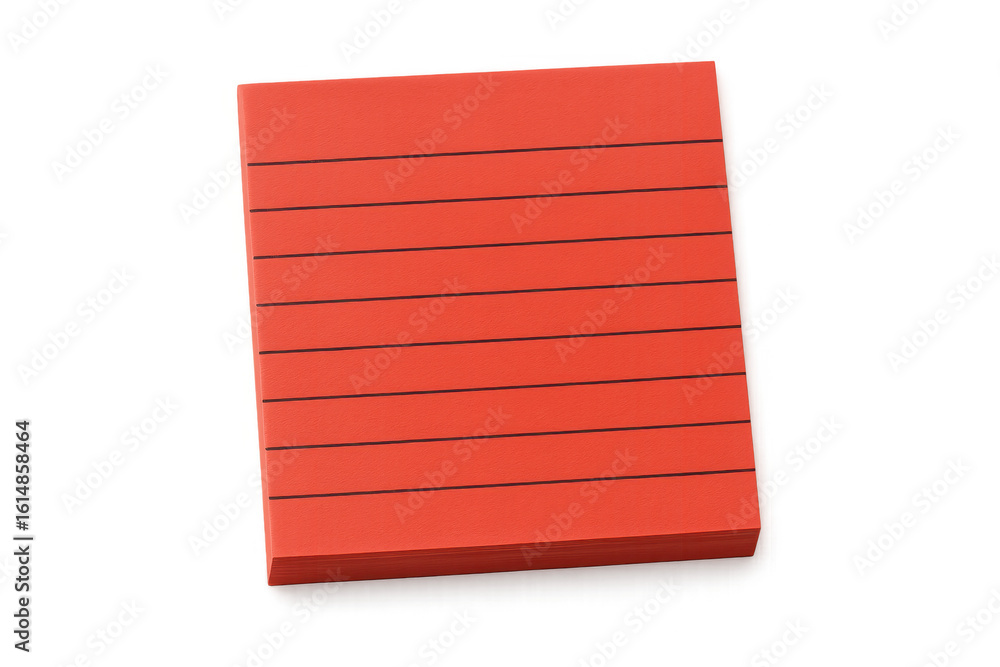Poster stack of red notepads with black lines isolated on transparent background, perfect for reminders and
