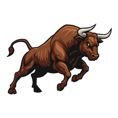 Raging Bull Powerful Brown Taurus Charging Forward