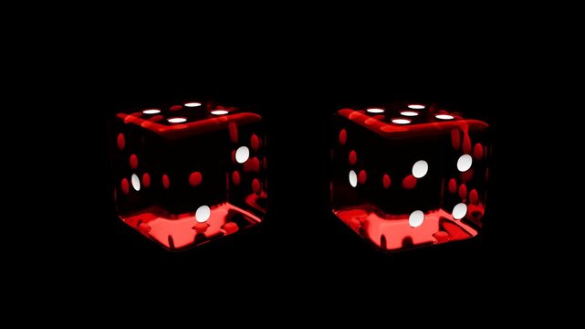 Gioco di dadi su sfondo trasparente. Rendering 3d