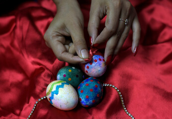 Decorating or making of easter eggs