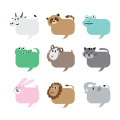 Text boxes bubble mascot logo design with modern concept illustration. Text boxes bubble design animal shapes.