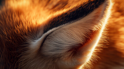A fox ear covered in soft reddish fur