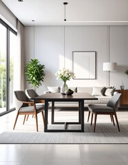 modern living room with flowers