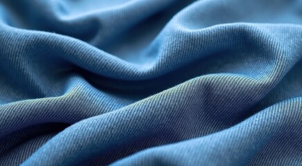 A close up of a blue fabric with a very thin pattern