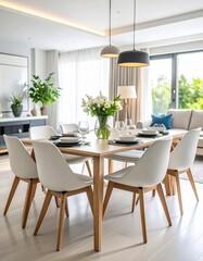 modern living room with flowers