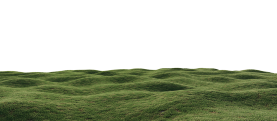 Hills with grass on a transparent background. 3D rendering.	
