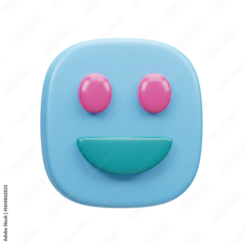 Poster a cheerful cartoon face with rounded features and vibrant colors radiates joy and positivity in a si