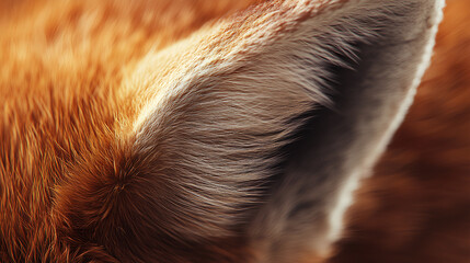 A fox ear covered in soft reddish fur