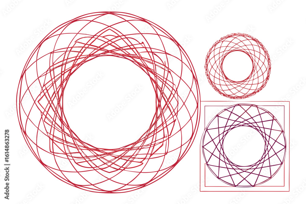 Aufkleber intricate geometric red abstract mandala designs and circular patterns creating stunning visual appe