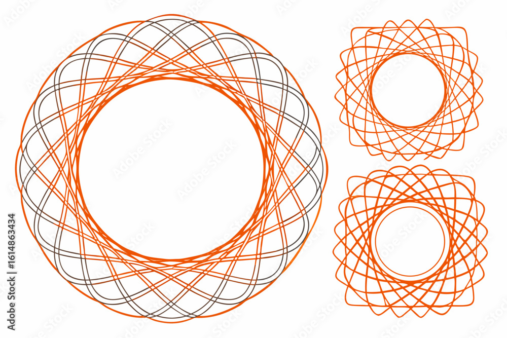 Poster dynamic abstract geometric patterns in orange and dark hues create stunning modern decorative elemen