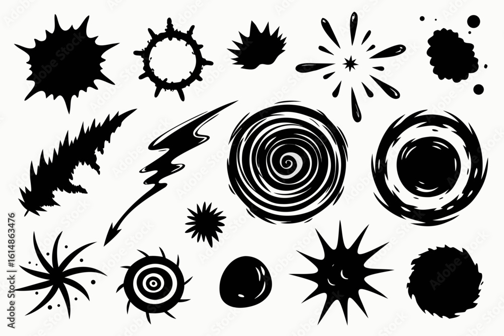 Poster dynamic black abstract shapes and effects collection perfect for adding energetic visual flair to de