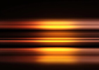 Horizontal streaks of warm light against a dark background, reflecting on a dark surface below