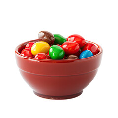 Colorful candies in a brown bowl