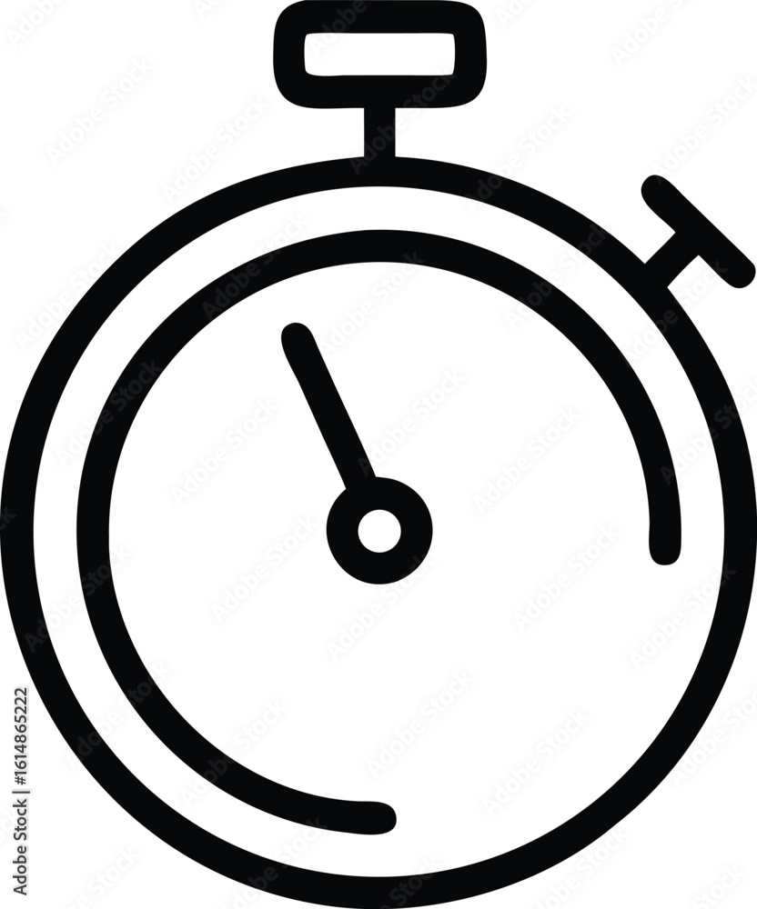 Poster stopwatch icon with simple line art design timer time