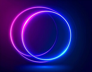 Abstract background with glowing neon rings in purple and pink, dark futuristic theme, smooth gradient lighting, digital high-tech design, 3D effect