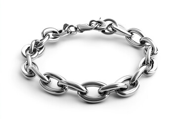 Obraz premium Elegant polished silver chunky link bracelet showcasing luxurious craftsmanship and modern design