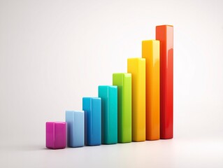 Colorful 3D Bar Chart, Data Growth Visualization for Reports, Presentations, Business Analysis