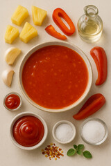 Sweet and Sour Sauce with Pineapple in Ceramic Bowl – AI-generated