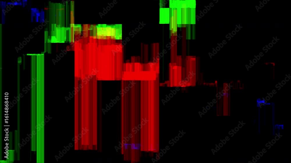Aufkleber abstract glitch art: dynamic color blocks in motion - digital distortion