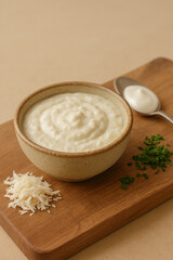 Horseradish Sauce in Ceramic Bowl with Ingredients – AI-generated