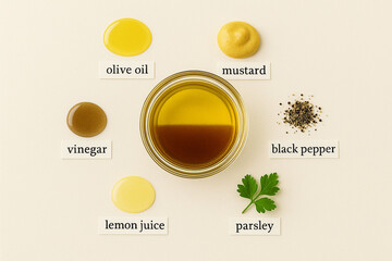 Vinaigrette Sauce in Glass Jar with Ingredients – AI-generated